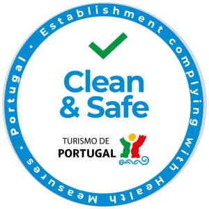 a logo for clean and safe at Prado Villas in Vilamoura