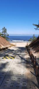 a road leading to a beach with the ocean at GOJA in Sztutowo