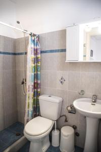 een badkamer met toilet en wastafel bij Molos Studios in Naxos Chora