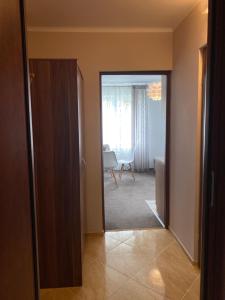 a hallway with a door open to a living room at Apartament u Gogoca II in Tylicz