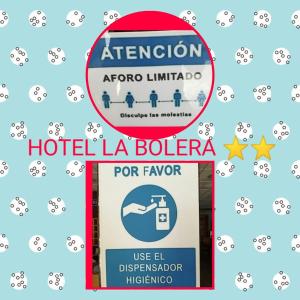 ビナロスにあるHotel La Boleraのホテルラボリヴァの看板