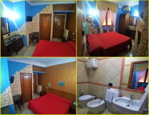 3 foto di una camera con letto e bagno di Hotel Ginevra a Napoli Altre 37 foto