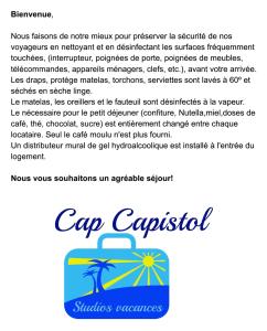 Capture d'écran d'une page web d'un texte sur le cyssost du cap dans l'établissement Cap Capistol Studio le Cap d'Agde vue port, au Cap d'Agde
