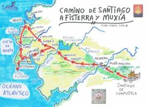 a map of the campina de san salvador a fiestaasyma at Casa de la Abuela en el Camino de Santiago a Finiesterre in Negreira
