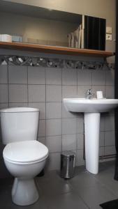 een badkamer met een toilet en een wastafel bij Le petit Zeph in Varengeville-sur-Mer