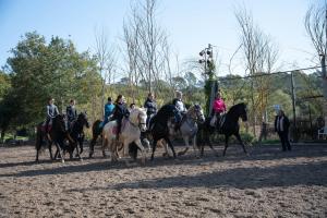 eine Gruppe von Menschen, die auf einem Feldfeld reiten in der Unterkunft Entre Ciel et Terre in Besse-sur-Issole