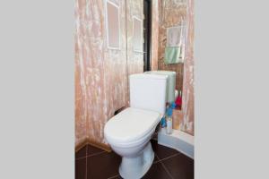 ein Bad mit einem weißen WC in einem Zimmer in der Unterkunft Квартира по ул. Смілянська, 2 (2-й этаж) in Tscherkassy