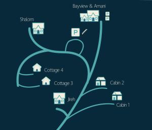 Načrt razporeditve prostorov v nastanitvi Emu Bay Holiday Homes