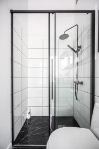 Koupelna v ubytování Stylish studio in the heart of the city.