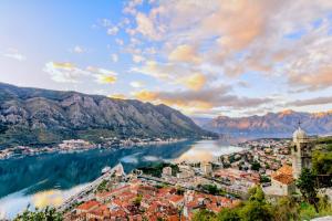 a view of a city and a body of water at Old Town Homestel in Kotor