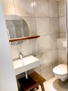 a bathroom with a sink and a toilet at le Garage in Veere