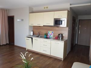 Kuchnia lub aneks kuchenny w obiekcie Marina Jastarnia Apartamenty w budynku z Basenem