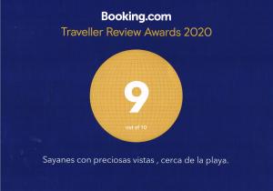 a flyer for a travel review awards with a yellow circle at Casa Sayanes in Vigo