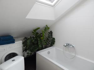 カウナスにあるROKO Apartmentsの白いランドリールーム(洗濯機、乾燥機付) +9枚の写真