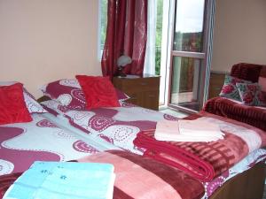 a bedroom with two beds and a window at Gosciniec Nad Stawem in Szczytno