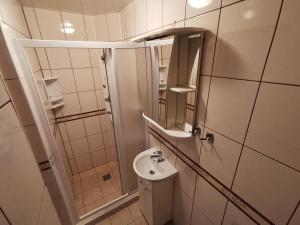 Kylpyhuone majoituspaikassa Pušynas Apartments