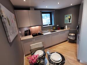 A kitchen or kitchenette at NEW - Kings Wharf Quay29 - Large Studio with Pool Gym WiFi Rockviews - Gibraltar City