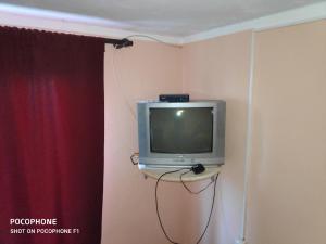 a small television sitting on a shelf in a room at Apartman Pavle Virpazar in Virpazar