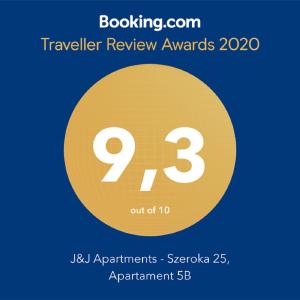 Certifikát, ocenenie alebo iný dokument vystavený v ubytovaní J&J Apartments - Szeroka 25, Apartament 5B