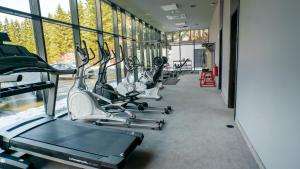 a row of exercise bikes in a gym at Lyra Hotel Plitvice in Ličko Petrovo Selo