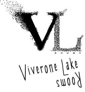un dessin noir et blanc de la lettre v et des mots ivanhoe lake dans l'établissement VIVERONE LAKE ROOMS, à Viverone