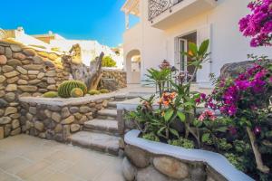 a garden with flowers and a stone wall at Casa Pesce in Ponza