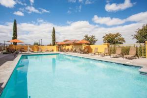una piscina con sillas y sombrillas en La Quinta by Wyndham Paso Robles en Paso Robles