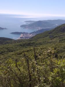 a view of the ocean from the top of a mountain at Apartmani Kosmac in Budva