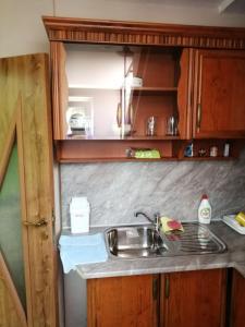 cocina con fregadero y encimera en Top Center Apartment and Rooms Varna, en Varna