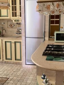 a kitchen with a white refrigerator and a stove at Tramari in Taranto