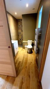 a bathroom with a toilet in a room at "LE PAVILLON" Maisonnette 150 m gare des Aubrais in Fleury-les-Aubrais
