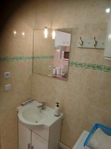 a bathroom with a sink and a mirror at Rive gauche in Cuffies +5 photos