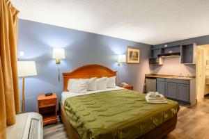 a hotel room with a bed and a kitchen at Quality Inn New Orleans I-10 East in New Orleans +22 photos