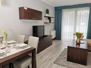 Telewizja i/lub zestaw kina domowego w obiekcie Apartamenty Aquarius z Aquacenter