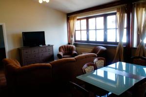 Televízia a/alebo spoločenská miestnosť v ubytovaní FLORIANSKA Penthouse DeLux
