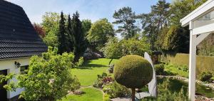 a view of a garden from a house at Haus am Koiteich in Plau am See