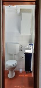 Un baño con un inodoro blanco y un lavabo. en Casa Alentejana, en Estrela 15 fotos más