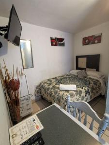 Un pat sau paturi într-o cameră la MINI HOTEL San Luis Potosí