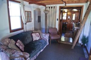 a living room with a couch and a chair at Cabin #7 - Northwoods Retreat cabin in Carp Lake