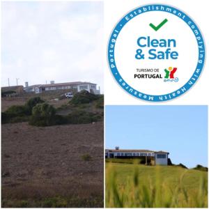 een collage van twee foto's van een huis en een veld bij Monte de Santo Antonio - Turismo Rural in Vila do Bispo