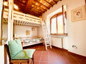 a room with a bunk bed and a ladder at Il Canneto Di Pomaia in Pomaia