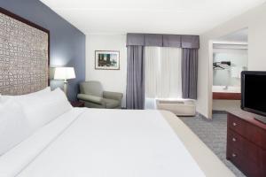 Un pat sau paturi într-o cameră la Holiday Inn & Suites Chicago-Carol Stream Wheaton, an IHG Hotel