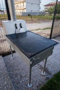a grill with two ducks sitting on top of it at Vila Yanis Vama Veche in Vama Veche