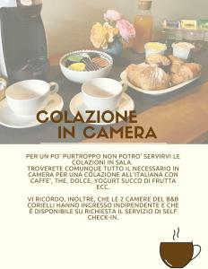 a flyer for a colombian breakfast with coffee and croissants at Corielli B&B in Malo