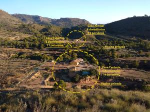 a map of the site of a house in the hills at Finca El Carrascal in Murcia
