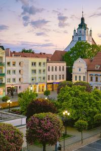 a view of a city with buildings and trees at Villa Castello in Kluczbork