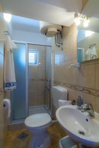 a bathroom with a toilet and a sink and a shower at Apartman Haus Maja in Banjol