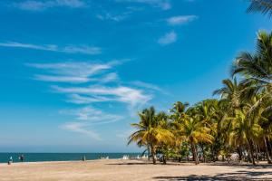 a beach with palm trees and the ocean at Hotel Irotama XXI in Santa Marta