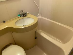 a small bathroom with a sink and a toilet at 交通アクセス便利! 9min from susukino station すすきの駅から歩いて9分 島屋ビル 505号室 in Sapporo
