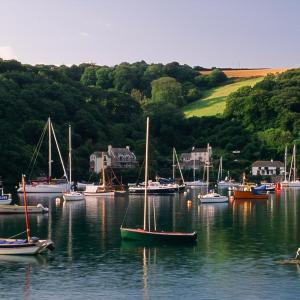 a bunch of boats in a body of water at Pilchards Cottage in Noss Mayo